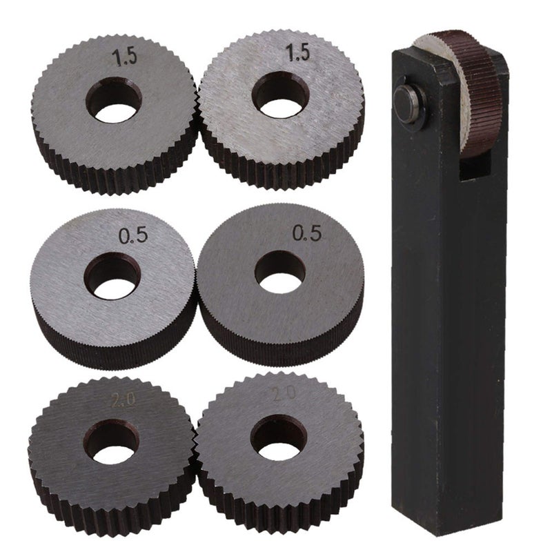 CNBTR 0.5mm 1.5mm 2mm Pitch Single Wheel with 1.0mm Pitch Straight Linear Knurling Tool Set of 7 - Image 1
